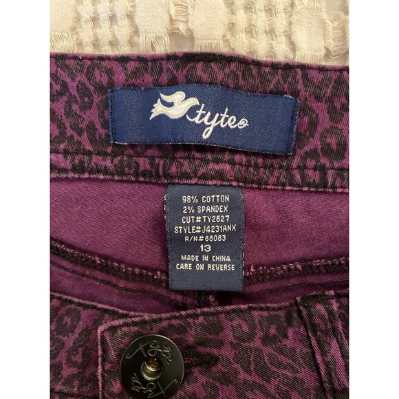Styte Dark Purple Cheetah Pants Junior Size 13 Have Stretch Stylish Unique - Picture 6 of 10